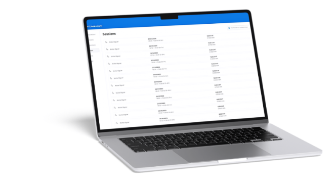 Suivi des sessions de<br> charge de tous vos<br> collaborateurs